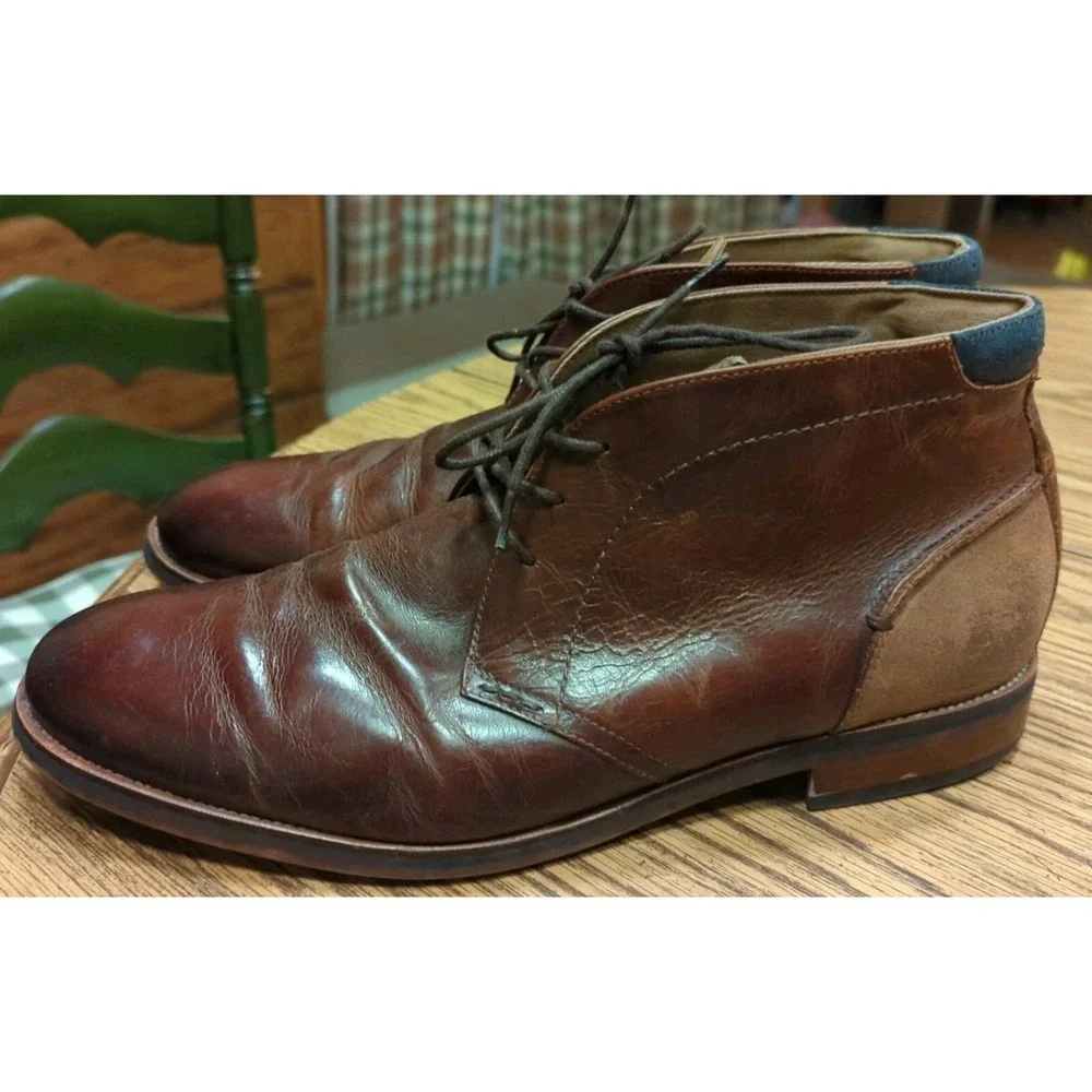 Aldo‎ Men's Size 11 Lace Up Brown Burgundy Blue Ankle Leather Dress Boots